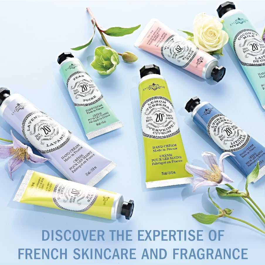 La Chatelaine Hand Cream Gift Set – 3 Travel-Size Lotions with 20% Organic Shea Butter (Citrus Fizz, White Grapefruit & Lavender) Made in France