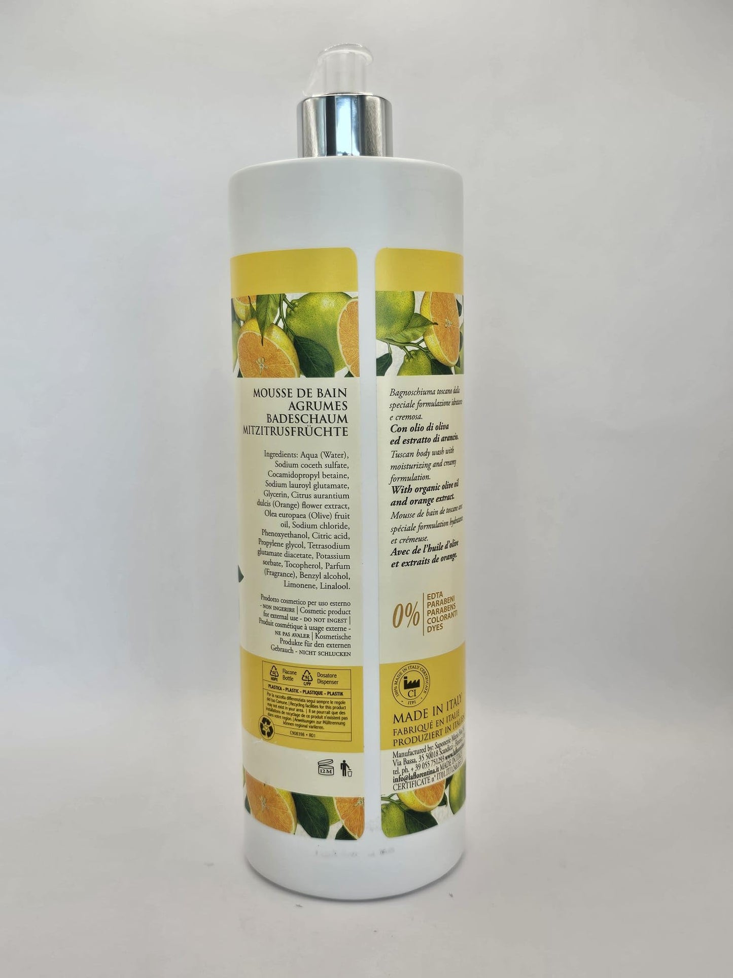 La Florentina Boboli Citrus Body Wash with Olive Oil – Made in Italy, 33.8 fl oz