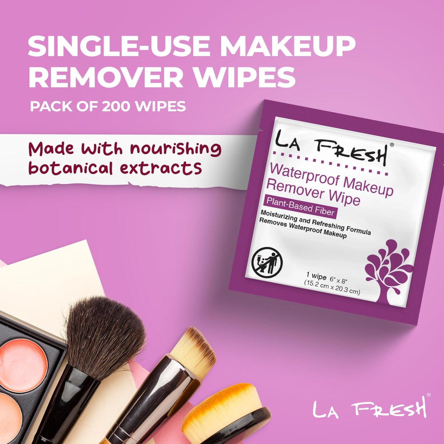 La Fresh 24/7 Makeup Remover Wipes - Waterproof Makeup Removal, Hydrating, Pack of 200