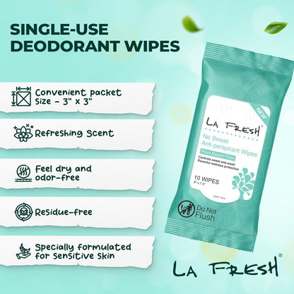 La Fresh Antiperspirant Wipes – Travel-Ready Body Deodorant Wipes for Women and Men (30 Count)