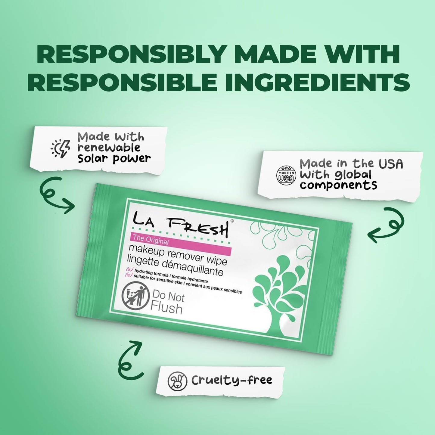 La Fresh Makeup Remover Wipes with Vitamin E – Face Eyes Lips – Travel Case 50ct