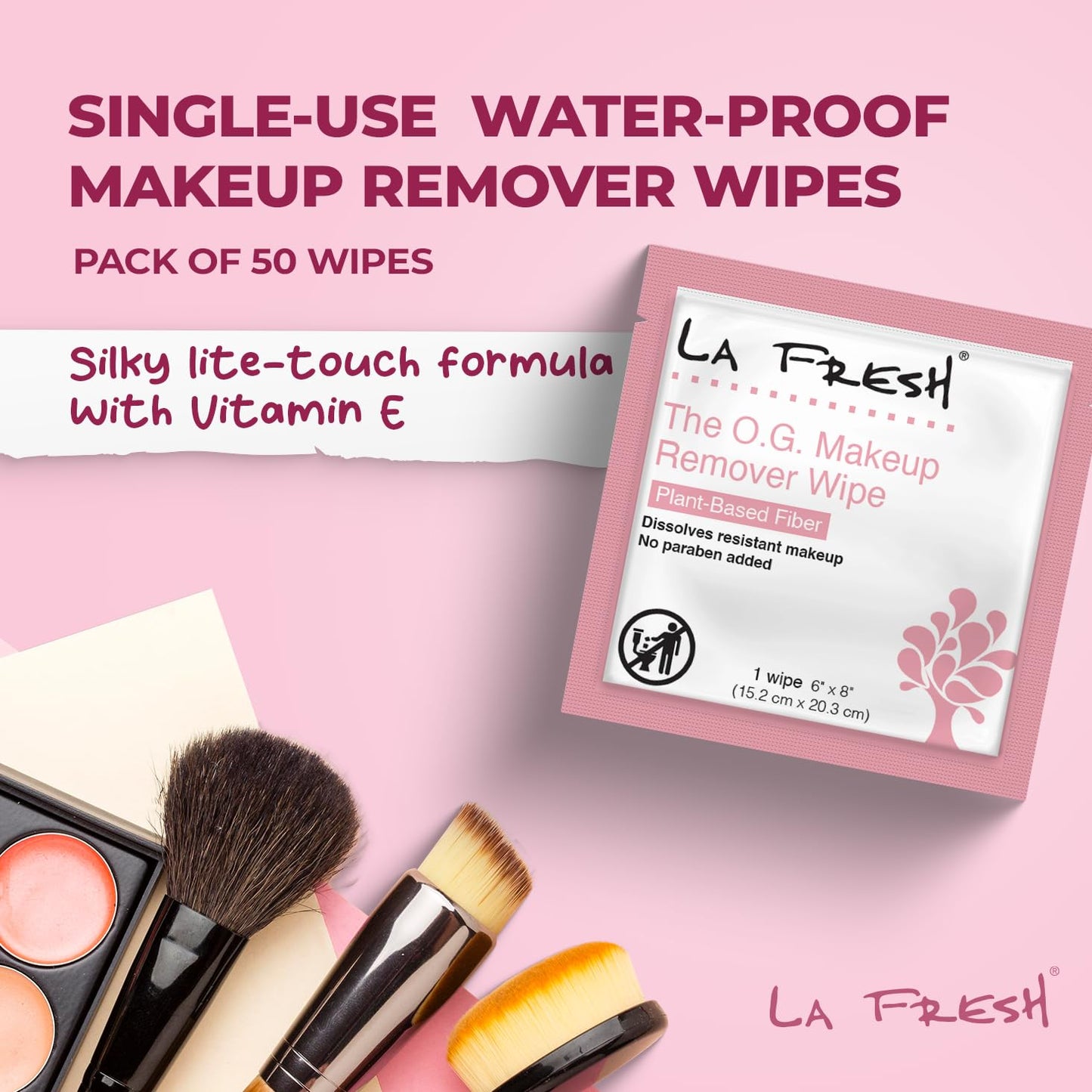 La Fresh Makeup Removal Wipes Waterproof 50 Count – Travel Skin Care Essentials