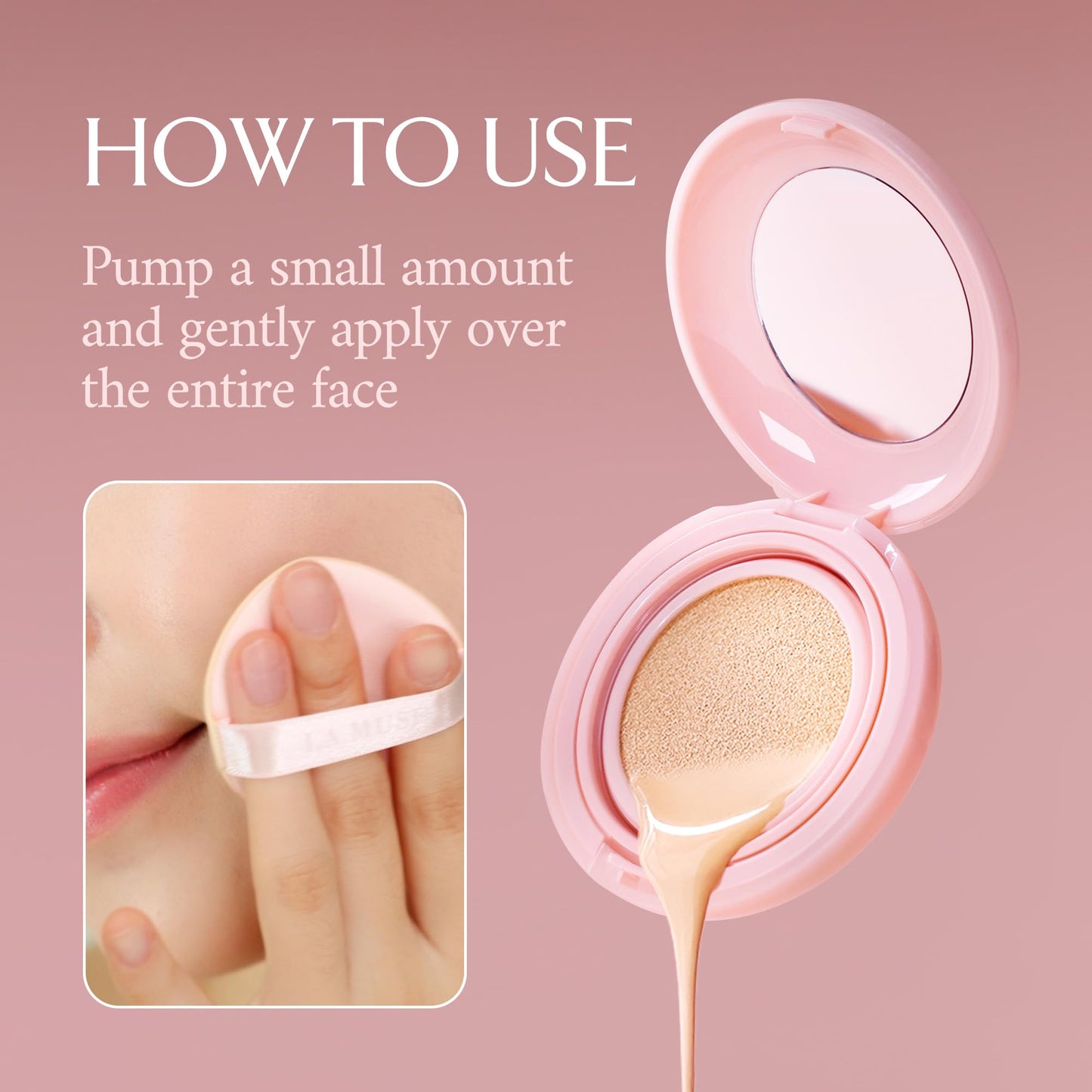 LA MUSE Korean Glow Cushion Foundation with PDRN – Shade No.20 Pure Ivory