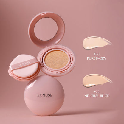 LA MUSE Korean Glow Cushion Foundation with PDRN – Shade No.20 Pure Ivory