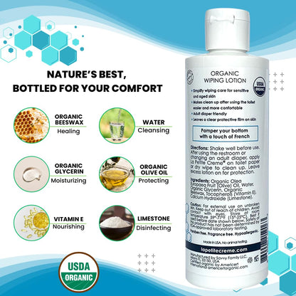 La Petite Creme Liniment Wiping Lotion for Seniors – 8 oz | USDA Organic Certified & EWG Verified