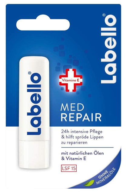 Labello Med Repair 3 pcs – Special Lip Care with Natural Oils, Vitamin E & SPF 15 | Germany