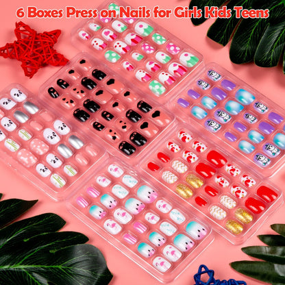 Labeol 144-Piece Kids Fake Nails Kit – Short Press-On Nails for Children