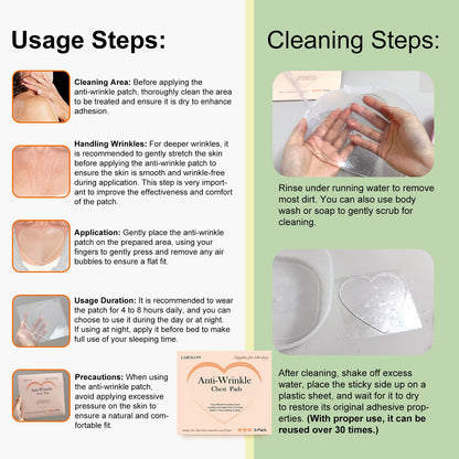 LABOLOW Chest Wrinkle Pads - 3-Pack Reusable Silicone Patches for Firming & Hydration
