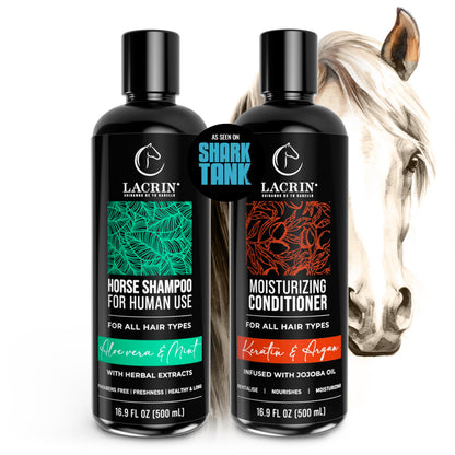 LACRIN Aloe Vera & Mint Shampoo + Keratin & Argan Conditioner Bundle – Shark Tank Feature – 33.8 Fl Oz Duo Pack