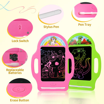 LAEBUILD LCD Writing Tablet for Kids 2 Pack – Dinosaur & Unicorn Doodle Boards (Ages 2-6)
