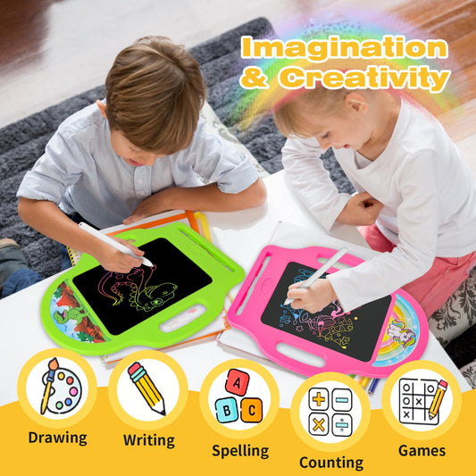 LAEBUILD LCD Writing Tablet for Kids 2 Pack – Dinosaur & Unicorn Doodle Boards (Ages 2-6)