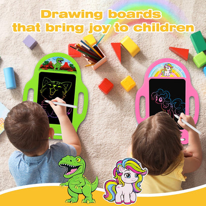 LAEBUILD LCD Writing Tablet for Kids 2 Pack – Dinosaur & Unicorn Doodle Boards (Ages 2-6)
