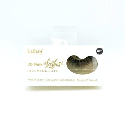 Laflare 3D Real Mink Eyelashes K25 | Luxurious Handmade False Lashes