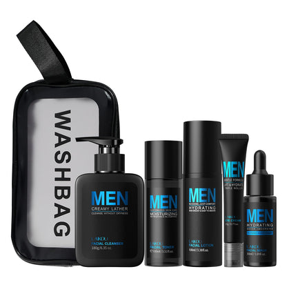 LAIKOU Men Skincare Set — Cleanser, Toner, Lotion, Eye Cream, Serum Gift Kit