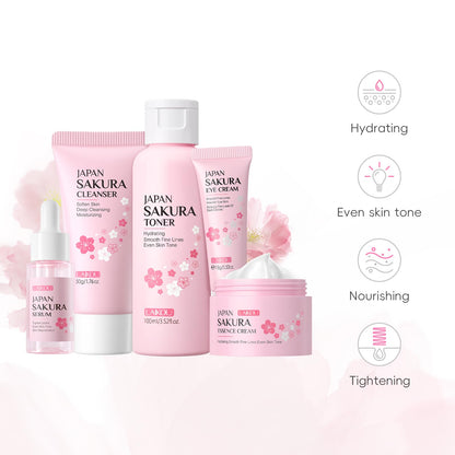 LAIKOU Sakura Skin Care Set | Face Mask, Serum, Cleanser, Toner, Eye Cream