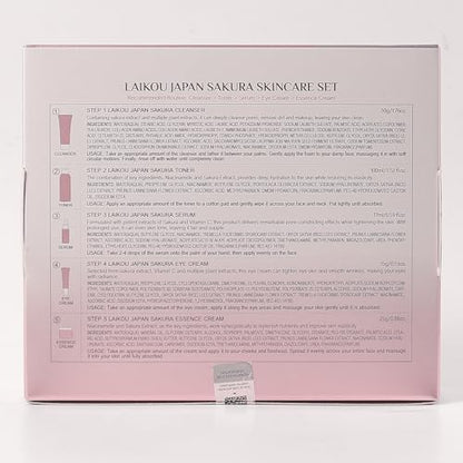 LAIKOU Sakura Skin Care Set | Face Mask, Serum, Cleanser, Toner, Eye Cream