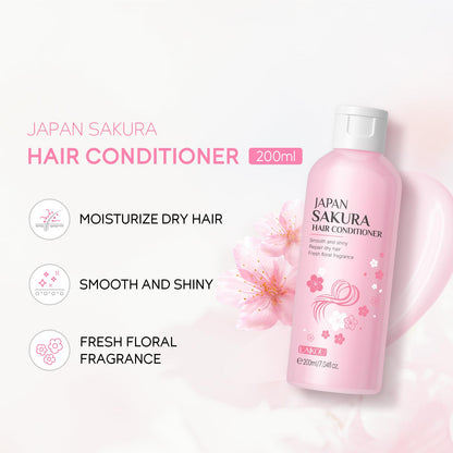 LAIKOU Sakura 3‑in‑1 Shampoo, Conditioner & Body Wash Set for Women – 3x200ml + 3x50ml Travel Size