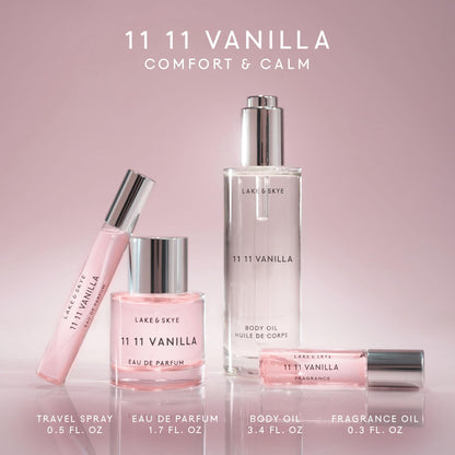 Lake & Skye 11 11 Vanilla Body Oil – Hydrating All-Over Moisturizer, Vegan, Paraben-Free, 10mL
