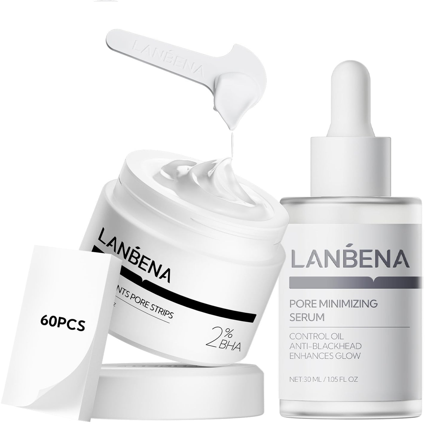 LANBENA 3-in-1 Blackhead Removing Set | Pore Strips, Serum & Papers