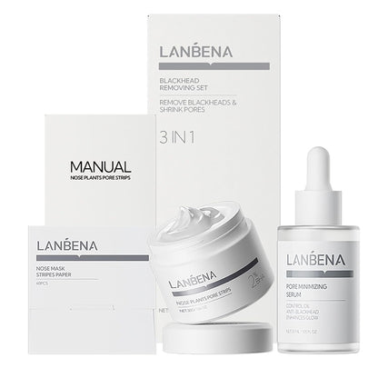 LANBENA 3 in 1 Blackhead Removal Set — Pore Strips, Serum & Removal Papers