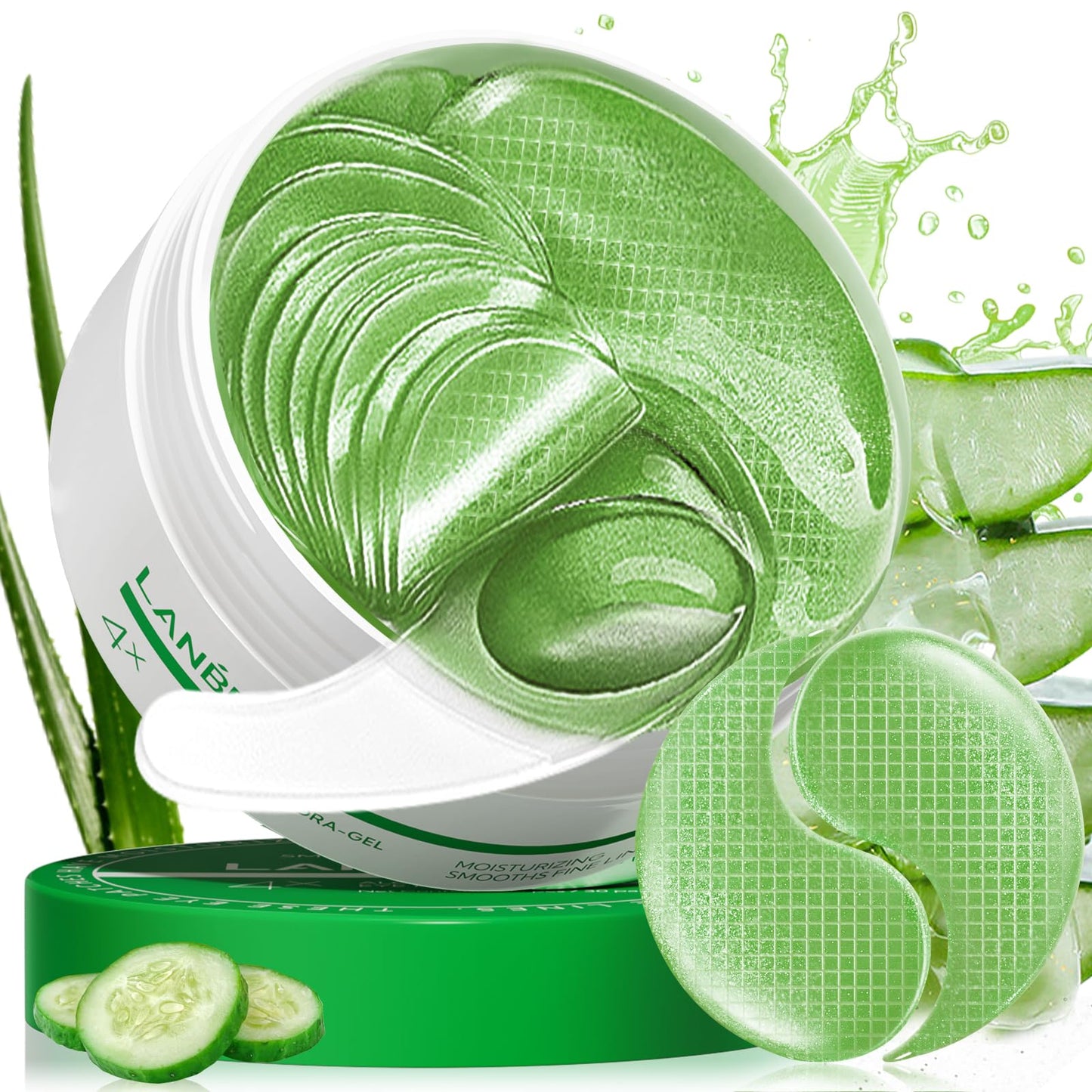 LANBENA Aloe Vera Under Eye Patches – Hydration, Brightening & Puffiness Reduction (30 Pairs)
