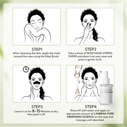 LANBENA 2-Pack Pore Strips 2.0 + Bamboo Charcoal Mask 3.0 – 2% BHA, White Clay, Oil Control