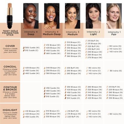 Lancôme Teint Idole Ultra Wear Foundation Stick – Full Coverage, Matte Finish, 24H Wear, Shade 500 Suede Warm