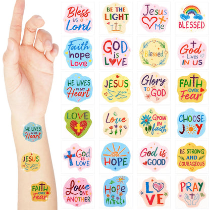 Landhoow 240Pcs Religious Christian Glitter Tattoos – Temporary Face & Body Stickers