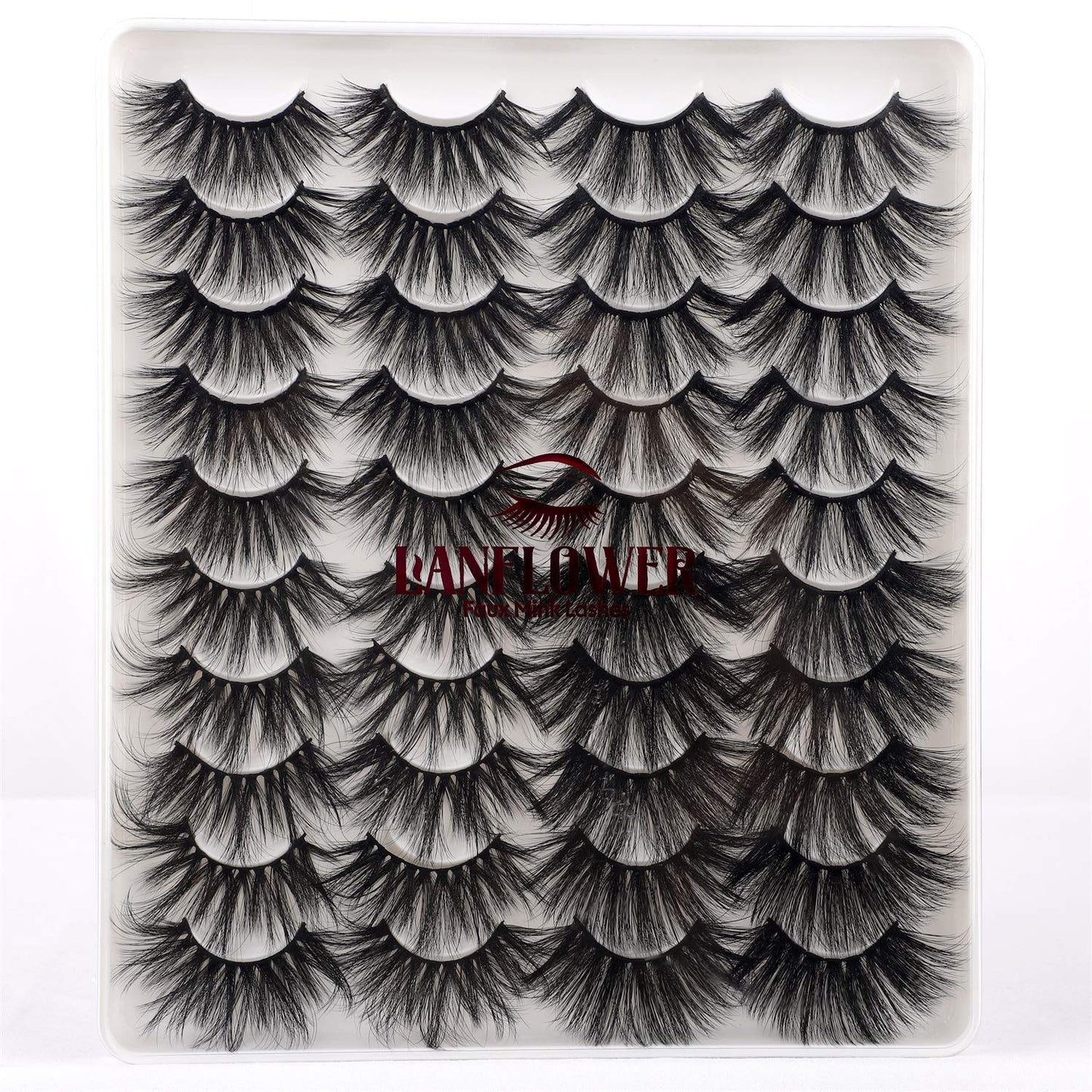 Lanflower 25mm Dramatic Volume Lashes – 20 Pairs, 4 Styles, Wholesale Bulk