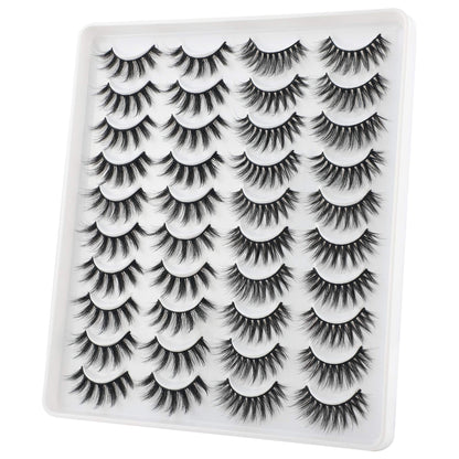 LANFLOWER Natural 3D Faux Mink Lashes Pack – 20 Pairs, 2 Styles, Handmade