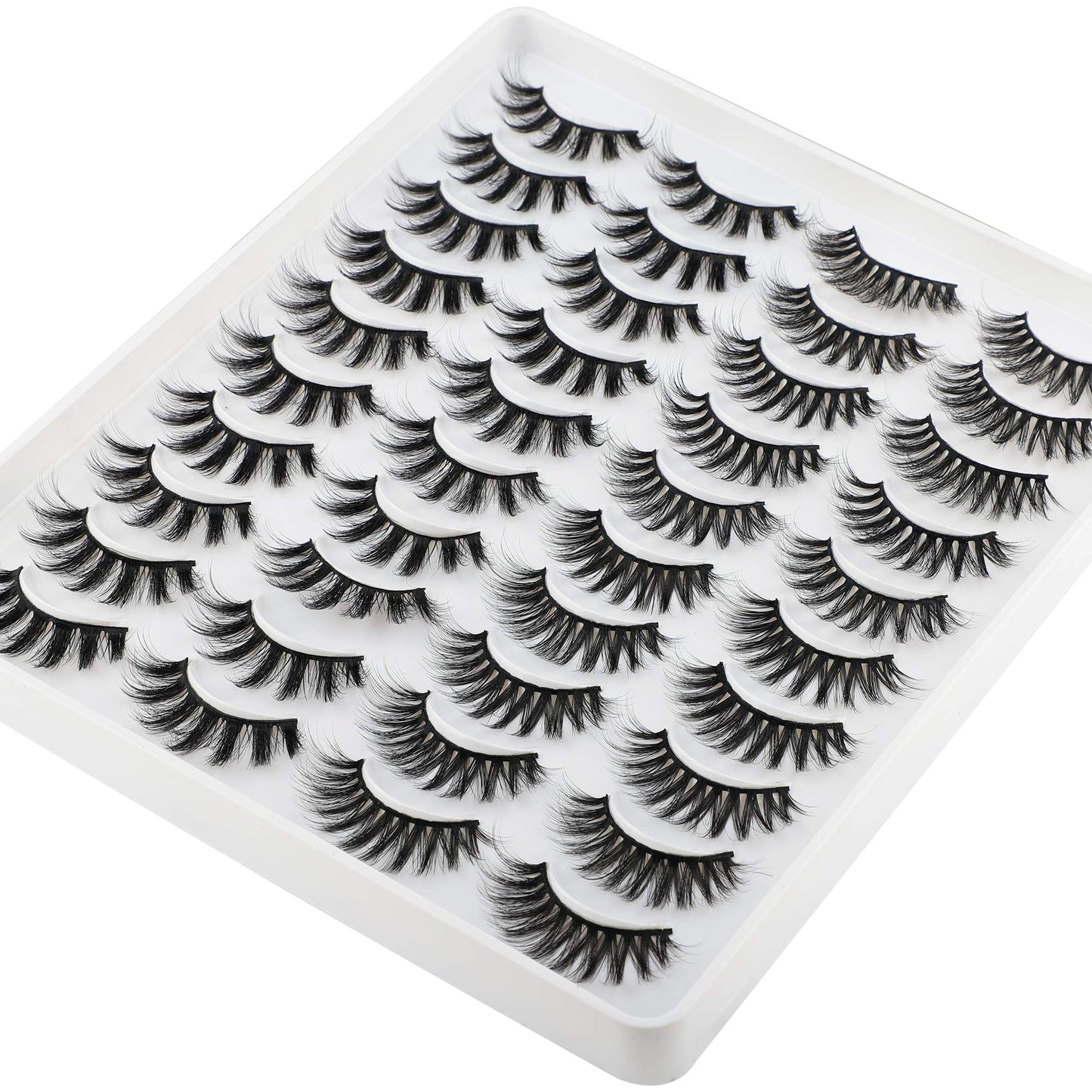 LANFLOWER Natural 3D Faux Mink Lashes Pack – 20 Pairs, 2 Styles, Handmade