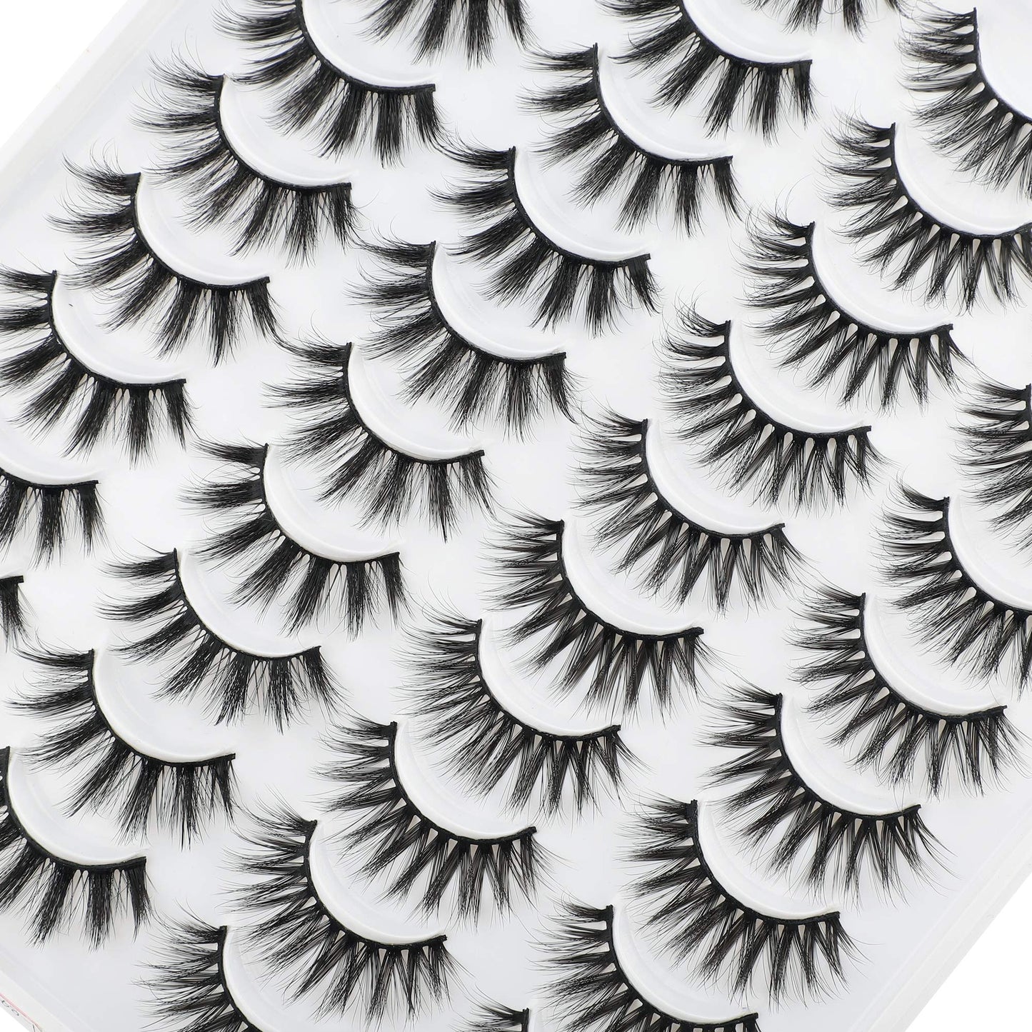 LANFLOWER Natural 3D Faux Mink Lashes Pack – 20 Pairs, 2 Styles, Handmade