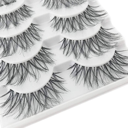 LANFLOWER Glamour False Eyelashes – Handmade, Reusable, 5 Pairs