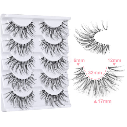 LANFLOWER Glamour False Eyelashes – Handmade, Reusable, 5 Pairs