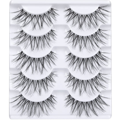 LANFLOWER Glamour False Eyelashes – Handmade, Reusable, 5 Pairs