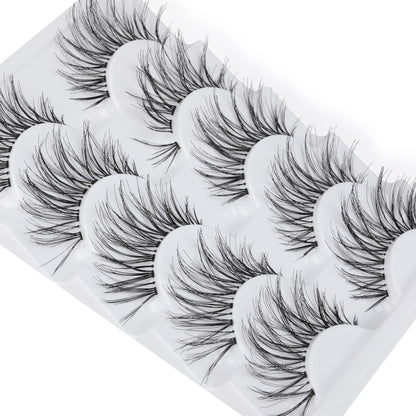 LANFLOWER Glamour False Eyelashes – Handmade, Reusable, 5 Pairs