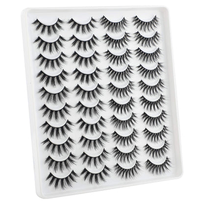 LANFLOWER Natural 3D Faux Mink Lashes Pack – 20 Pairs, 2 Styles, Handmade