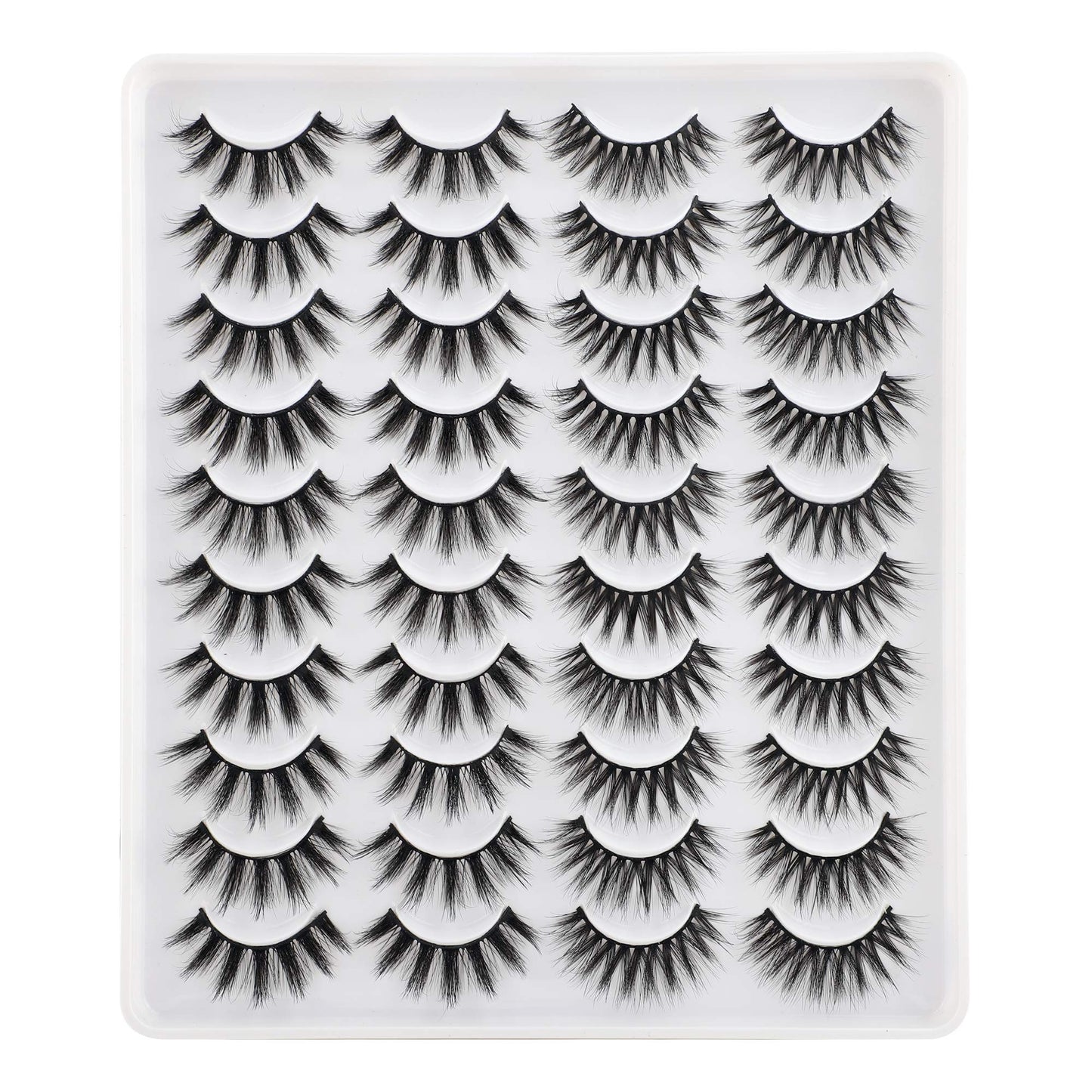 LANFLOWER Natural 3D Faux Mink Lashes Pack – 20 Pairs, 2 Styles, Handmade