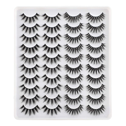 LANFLOWER Natural 3D Faux Mink Lashes Pack – 20 Pairs, 2 Styles, Handmade
