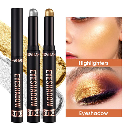 LANGMANNI 8-Piece Soft Smooth Cream Eyeshadow Stick Gift Set - Matte Earth & Bright Metal, Waterproof & Long-Lasting