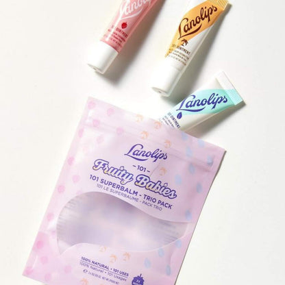 Lanolips 101 Fruity Babies Trio – Hydrating Gift Set (Strawberry, Coconutter, Minty) | Cruelty-Free 3x3g