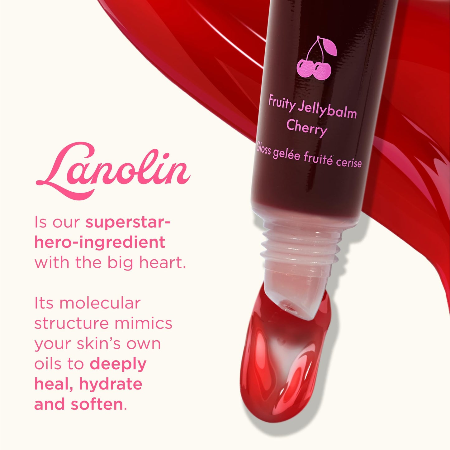 Lanolips Fruity Jellybalm Cherry – Tinted Lip Balm with Lanolin