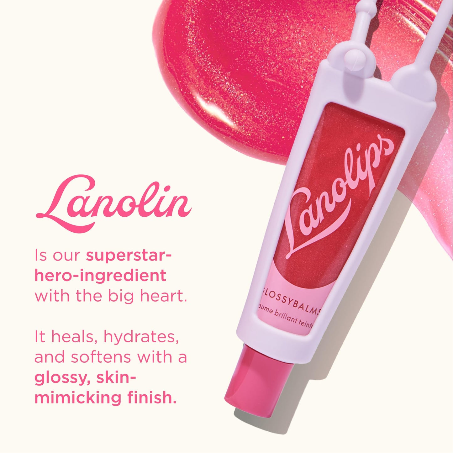 Lanolips Glossybalm Candy Bauble – Ultra Hydrating Tinted Lip Gloss with Lanolin & Vitamin E