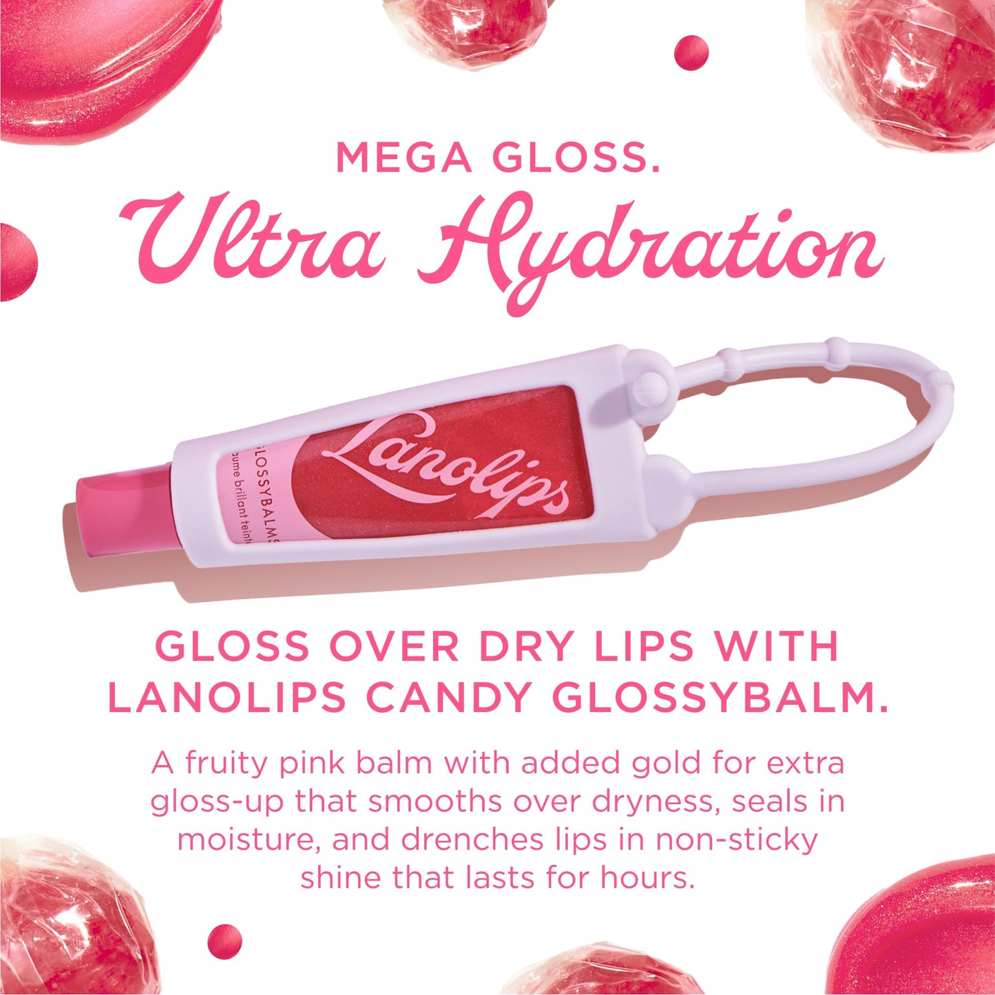 Lanolips Glossybalm Candy Bauble – Ultra Hydrating Tinted Lip Gloss with Lanolin & Vitamin E