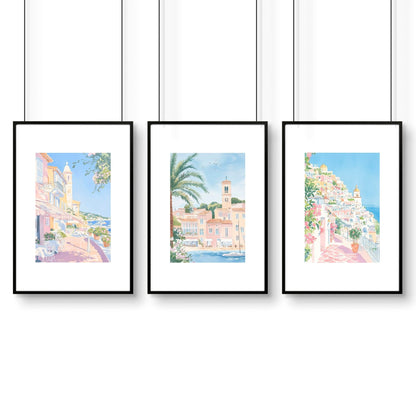 Large Framed Wall Paintings | Set of 3 Beach Decor Wall art Prints