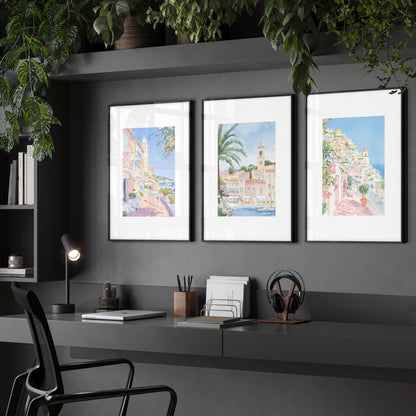 Large Framed Wall Paintings | Set of 3 Beach Decor Wall art Prints