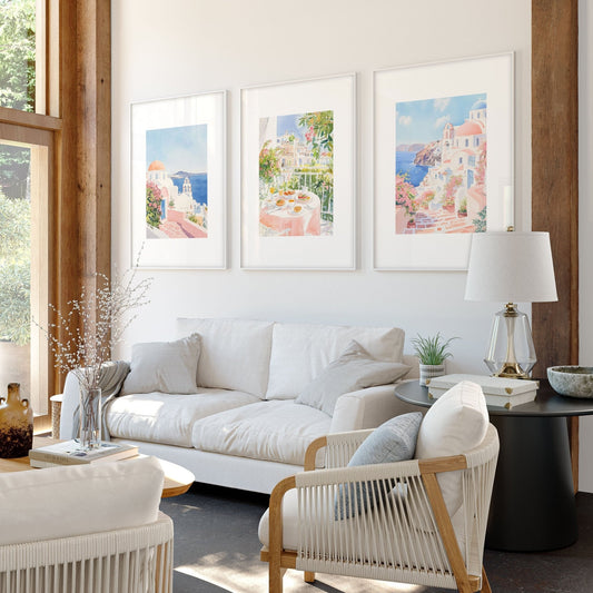 Large Living Room Canvas Art | Set of 3 Beach Decor Wall art Prints