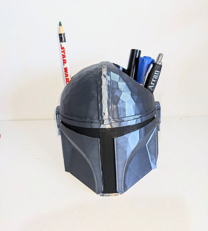 Large Mandalorian Helmet toothbrush holder. Star wars collectable pen holder