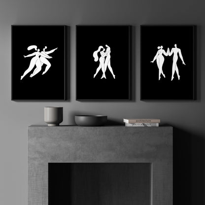 Large Paintings For Living Room | Set of 3 Boho Women Wall art Prints