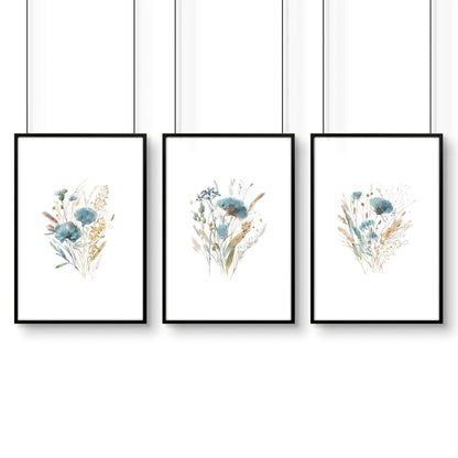 Large Picture For Bedroom | Set of 3 Botanical Art Prints
